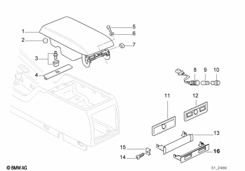 Tapa de la Consola Central para BMW Serie 7 E38 (OEM 51168184635). Original BMW