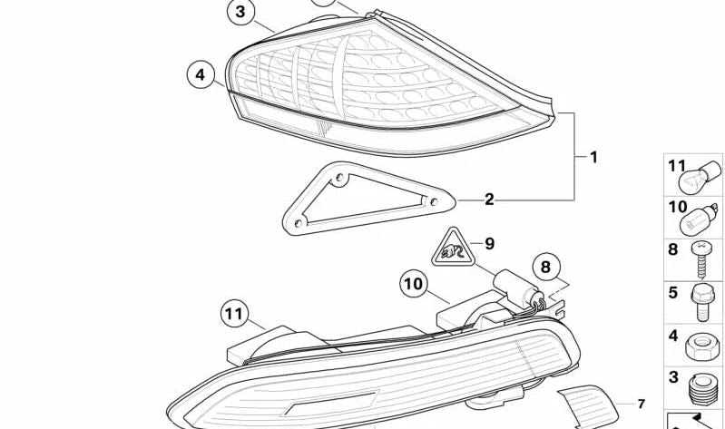 Piloto trasero derecho para BMW E63, E64 (OEM 63217177070). Original BMW