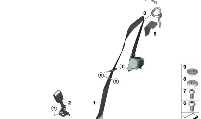 Guía de cinturón derecha OEM 72117367146 para BMW i3 (I01). Original BMW.