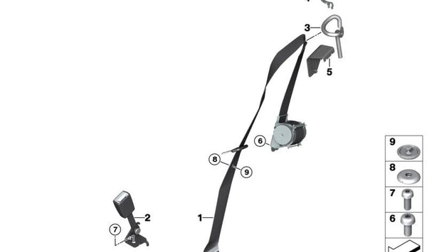 Correa inferior trasera derecha para BMW I01N (OEM 72119479516). Original BMW.