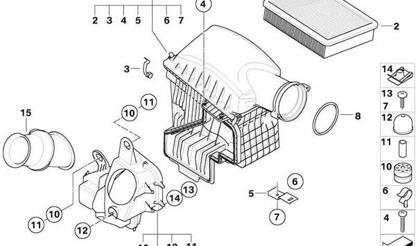 Conducto de admisión de aire OEM 13717546814 para BMW E65, E66. Original BMW.