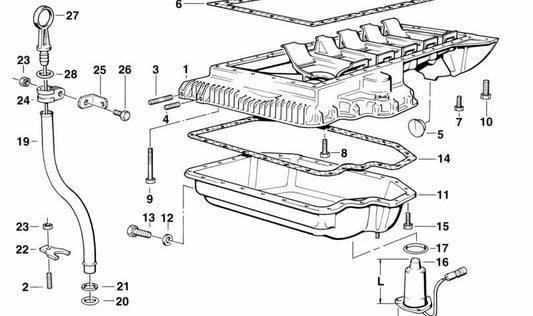 Tubo de guía para BMW Serie 7 E38, Serie 8 E31 (OEM 11431742901). Original BMW