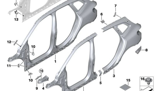 A-Pilar exterior izquierda para BMW Serie 2 U06 (OEM 41009631103). Original BMW