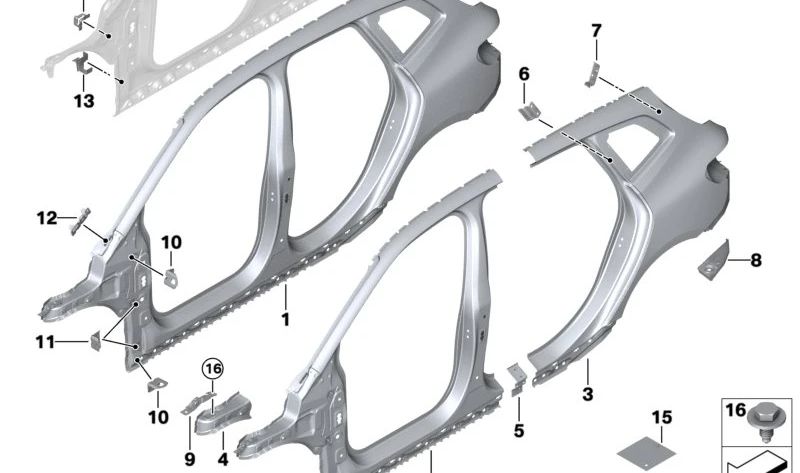 Marco lateral exterior derecho OEM 41009854868 para BMW U06 (Serie 2 Active Tourer). Original BMW.