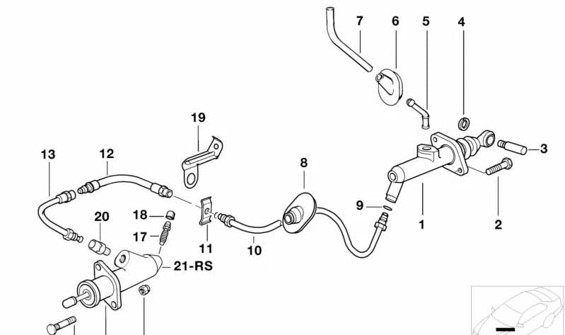 Kit de Reparación de Cilindro Receptor del Embrague para BMW E34, E38, E31 (OEM 21521159637). Original BMW