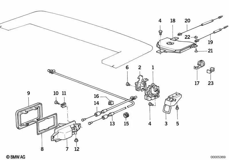 Gancho de retención para BMW E30 (OEM 51251937377). Original BMW.