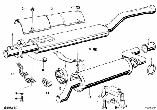 Silenciador Previo para BMW Serie 5 E12 (OEM 18121246022). Original BMW