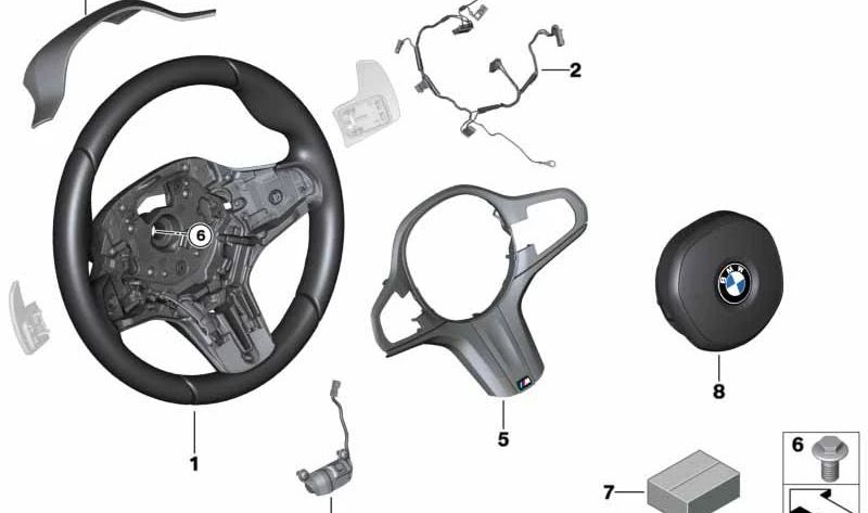 M Leather Sports Steering Wheel for BMW X5 G05N, G18N, X6 G06N, X7 G07N (OEM 32305A4B4A7). Genuine BMW