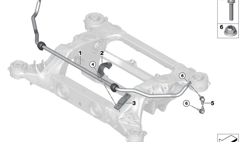 OEM 33501543159 Barre de stabilisateur arrière pour BMW I20. BMW d'origine.