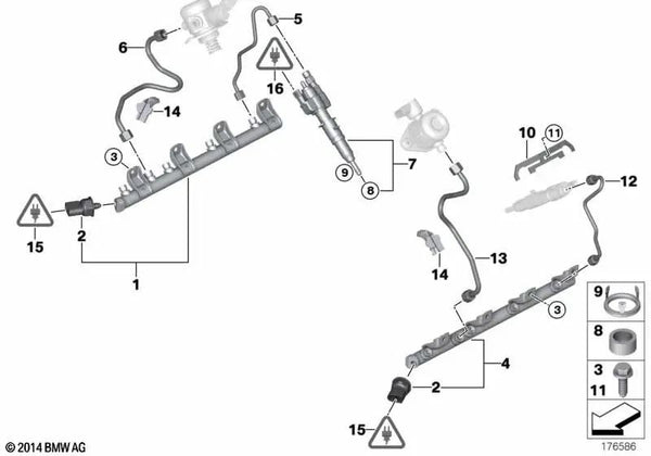 Tubo de inyección para BMW Serie 5 F07, F10, F11, Serie 6 F12, F13, Serie 7 F01, F02, F04, X5 E70, X6 E71 (OEM 13537547599). Original BMW.