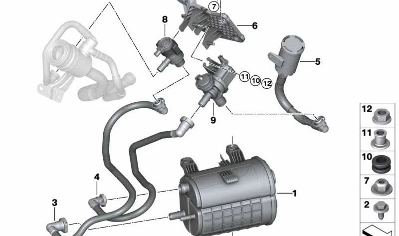 Breather pipe with dust filter for BMW X5 G05 (OEM 16117439927). Original BMW.