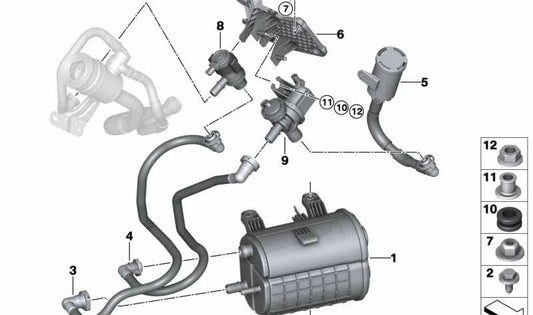 Tubo de ventilación con filtro de polvo para BMW X5 G05 (OEM 16117439927). Original BMW.