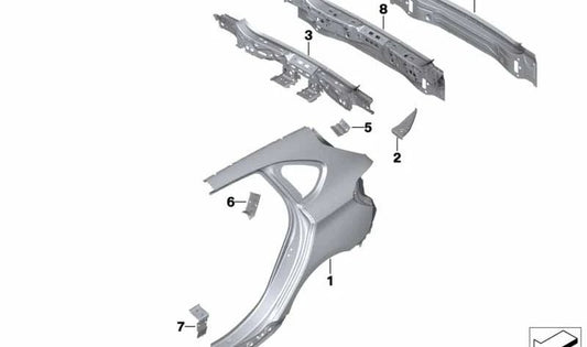 Refuerzo de chapa pilar C derecho OEM 41217407914 para BMW F46 (Gran Tourer). Original BMW