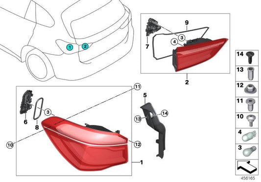 Luz Piloto Trasera En Pared Lateral Izquierda Para Bmw F48 . Original Recambios