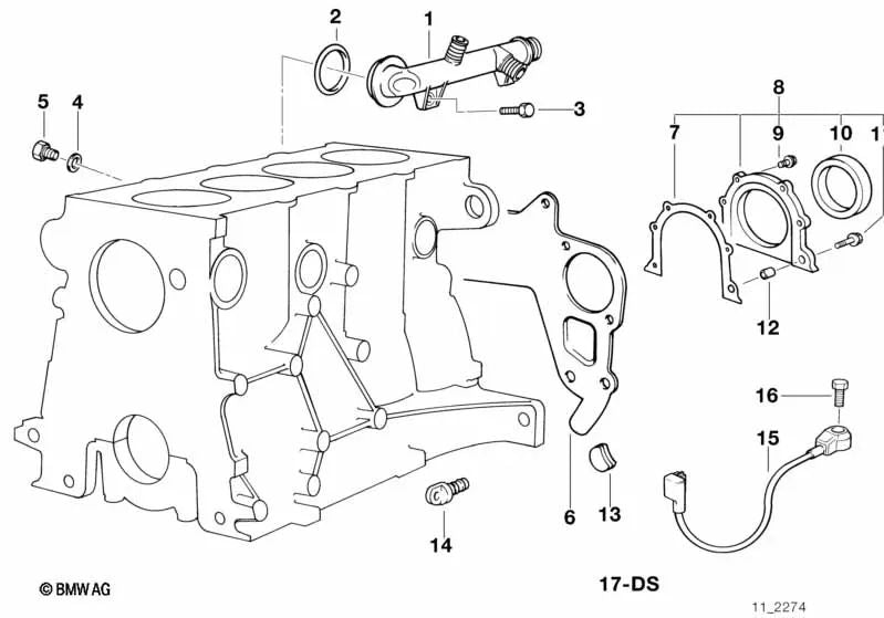 Set of closing covers for BMW 3 Series E36, E46, 5 Series E34 (OEM 11141437774). Original BMW.