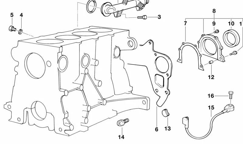 Pieza de conexión para BMW Serie 3 E30, E36 Serie 5 E34 (OEM 11531714738). Original BMW