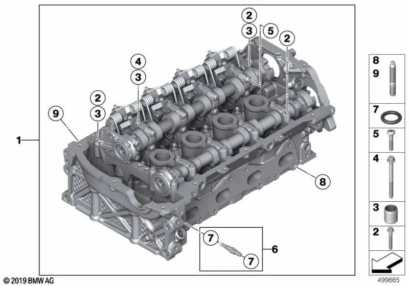 Culata con sistema de válvulas para BMW Serie 1 F20, F21 Serie 3 F30 (OEM 11122470428). Original BMW