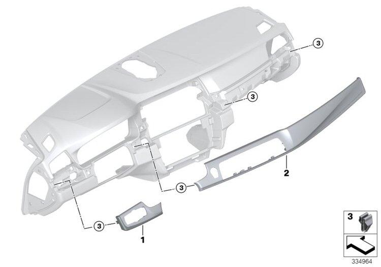 Moldura Larga Del Salpicadero En Aluminio Cepillado Fino Perlglanz Chrom Para Bmw F10 Y F11.