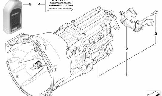 Pegatina de aceite de transmisión para BMW E87, E36, E46, E90, E91, E92, E93, E34, E39, E60, E61, E63, E64, E32, E38, E31, E83, E53, E85, E86, E52 (OEM 23007533514). Original BMW.