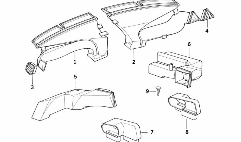 Salida de aire desempañador derecha para BMW Serie 3 E36 (OEM 64221977090). Original BMW