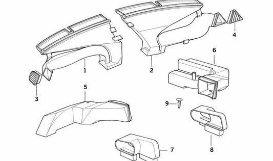 Salida de aire desempañador derecha para BMW Serie 3 E36 (OEM 64221977090). Original BMW