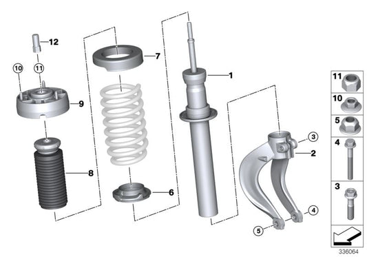 Cojinete superior de muelle OEM 31336857001 para BMW {E70, E71, E72, F15, F16, F85, F86}. Original BMW.