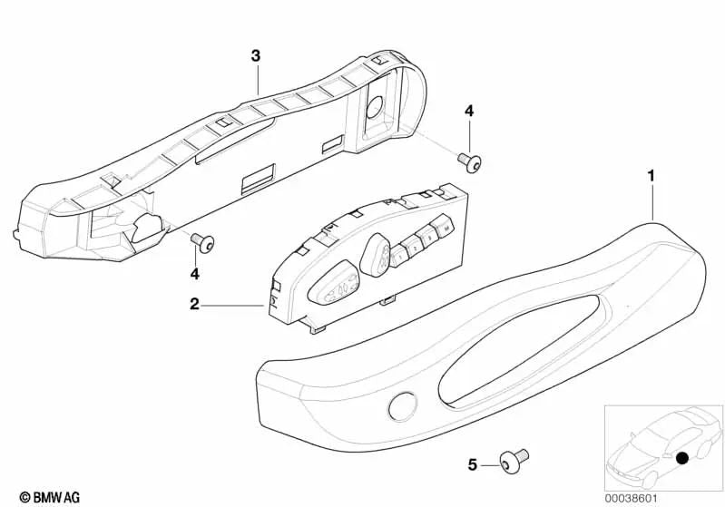 Unidad de accionamiento derecha para BMW Serie 3 E46, Serie 6 E64, E64N (OEM 52108255384). Original BMW