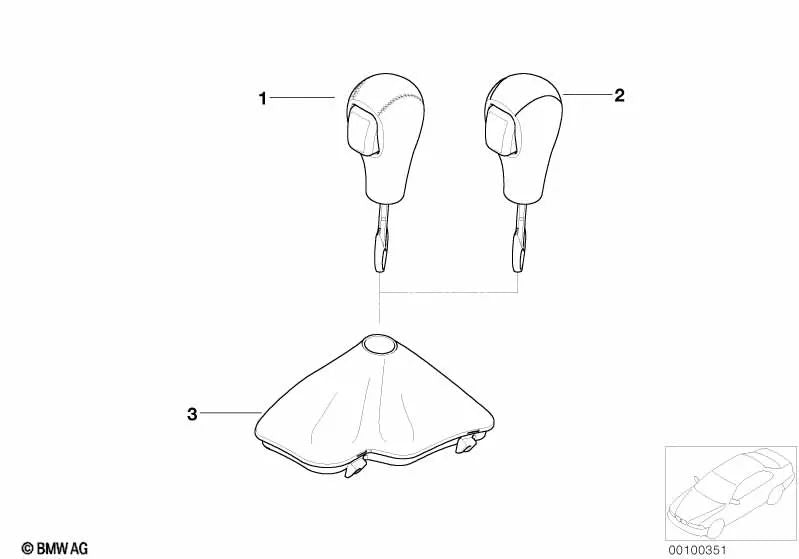 Pomo de Palanca de Cambio de Cuero para BMW Z4 E85 (OEM 25167523133). Original BMW