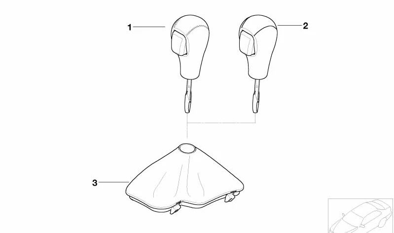 Ledermarschwechselknopf mit Plastikverzerrung OEM 25167584140 für BMW E85, E86. Original BMW.