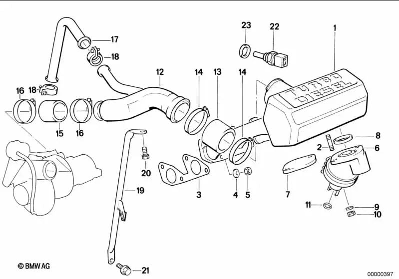 Manga para BMW Serie 3 E30, Serie 5 E28 E34 (OEM 11711279282). Original BMW.