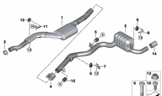 Silenciador trasero para BMW Serie 2 F22N, F23N (OEM 18308591421). Original BMW