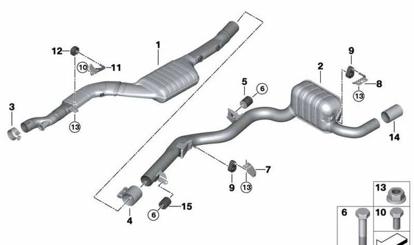 Silenciador trasero para BMW Serie 1 F20N, F21N (OEM 18308591419). Original BMW