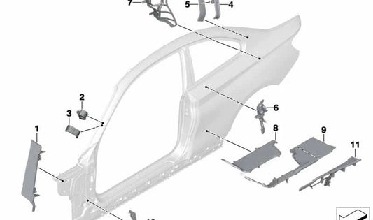 Außenkoading von Pilar C OEM 41007361824 für BMW F22, F87. Original BMW.