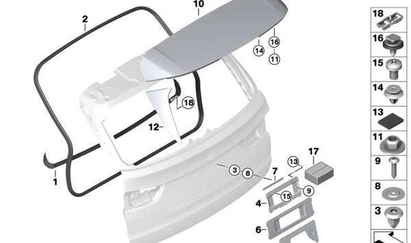 Antena de aleta derecha OEM 51627304606 para BMW F15, F85. Original BMW.