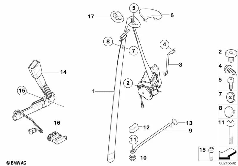 Cinturón delantero derecho para BMW E88 (OEM 72119171974). Original BMW.