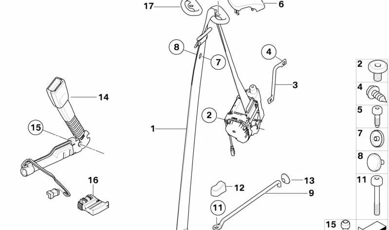 Cubierta guía de cinturón derecha para BMW E88 (OEM 72119120878). Original BMW