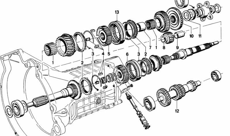 Engranaje marcha atrás para BMW Serie 3 E21, Serie 5 E12 (OEM 23221202228). Original BMW.