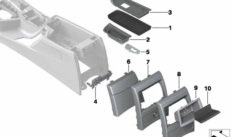 OEM 51169230129 Console centrale posteriore per BMW F20, F21, F22. BMW originale.