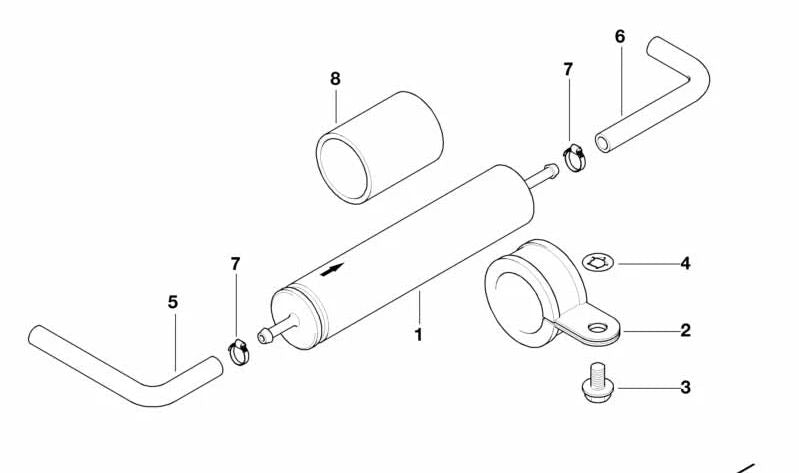 Tubo flexible de combustible OEM 16121182728 para BMW E31. Original BMW.