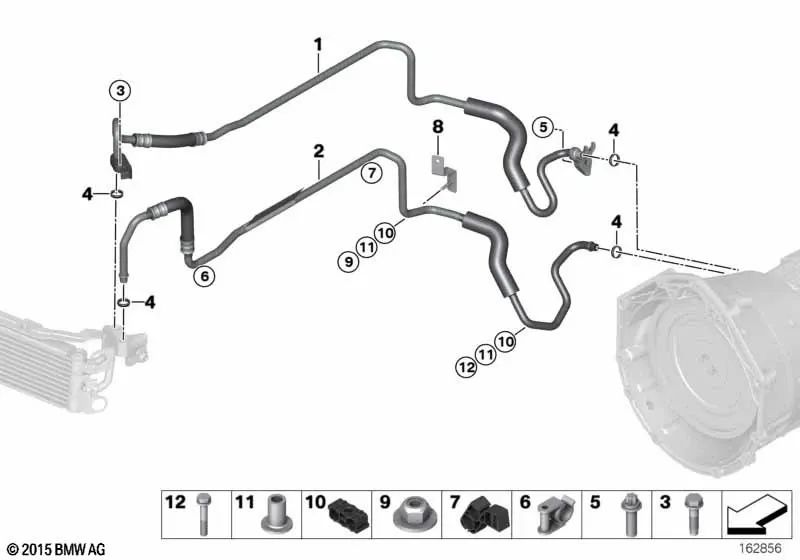 Soporte de línea para BMW Serie 3 E90, E90N, E92, E92N, E93, E93N (OEM 17222283752). Original BMW