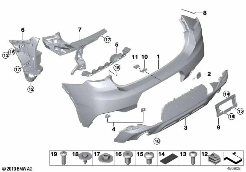 Lackierte untere Heckstoßstangenverkleidung für BMW F39 (OEM 51128069488). Original BMW