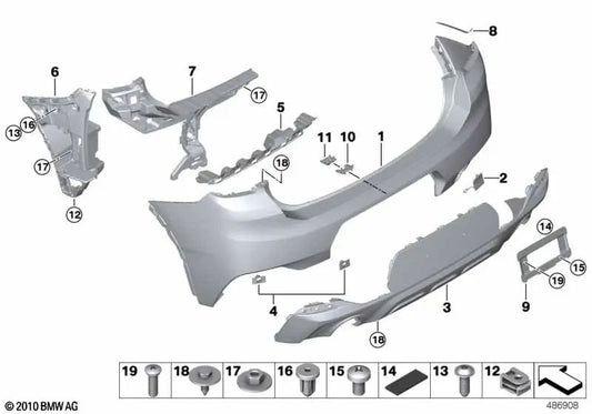 Grundierte Heckstoßstangenverkleidung für BMW F39 (OEM 51128090073). Original BMW