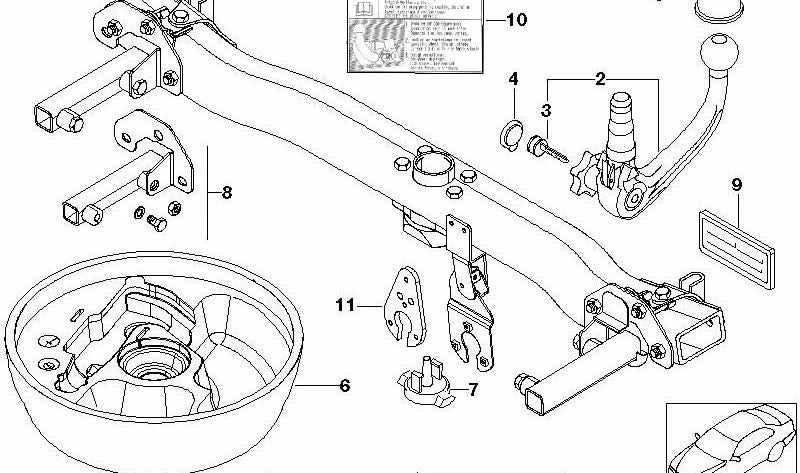 Caja de almacenamiento OEM 71606751510 para bola de remolque compatible con BMW E46. Original BMW.