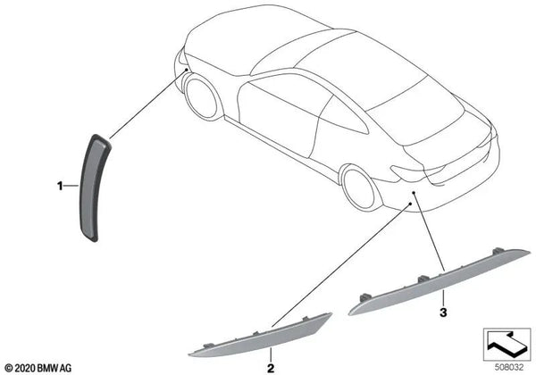 Reflector trasero izquierdo para BMW Serie 4 G22, G23 (OEM 63147477633). Original BMW