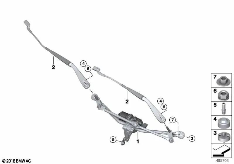 Brazo del limpiaparabrisas lado conductor para BMW X5 F95, G05, G18; X6 F96, G06; X7 G07 (OEM 61619479244). Original BMW