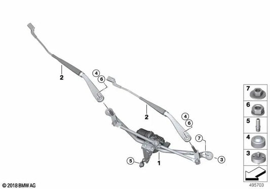 Brazo del limpiaparabrisas lado conductor para BMW X5 F95, G05, G18; X6 F96, G06; X7 G07 (OEM 61619479244). Original BMW