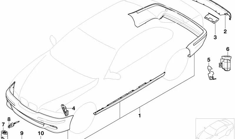 Right bracket for BMW 3 Series E46 (OEM 51127000348). Original BMW