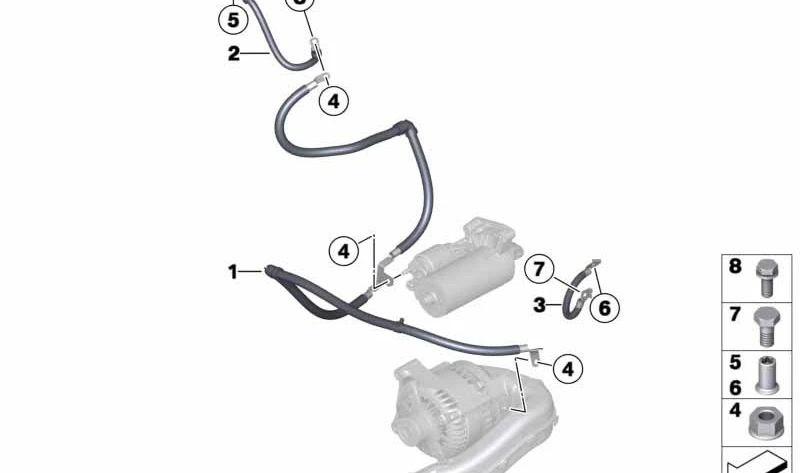 Generator-Starterkabel für BMW F30N, F31, F34, F32, F33, F36 (OEM 12428577241). Original BMW