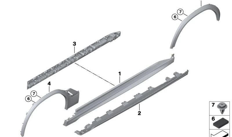 Couverture droite de la jupe latérale OEM 51778099202 pour BMW G06, F96. BMW d'origine.