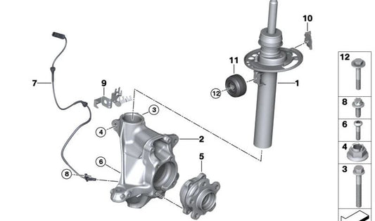 Shockpower anteriore sinistro per BMW X3 G01, G01N, X4 G02 (OEM 31316871779). BMW originale